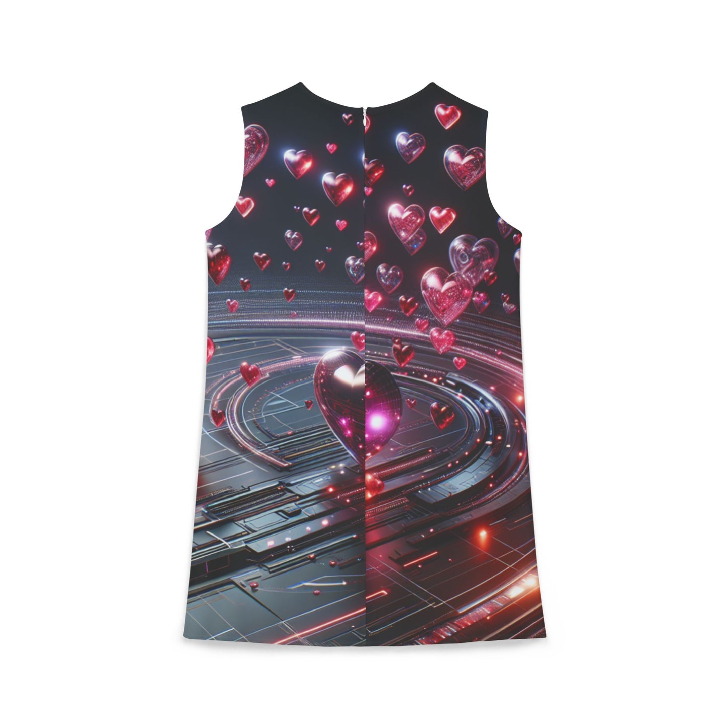 A-line Sleeveless Dress (AOP)   - Hearts in space