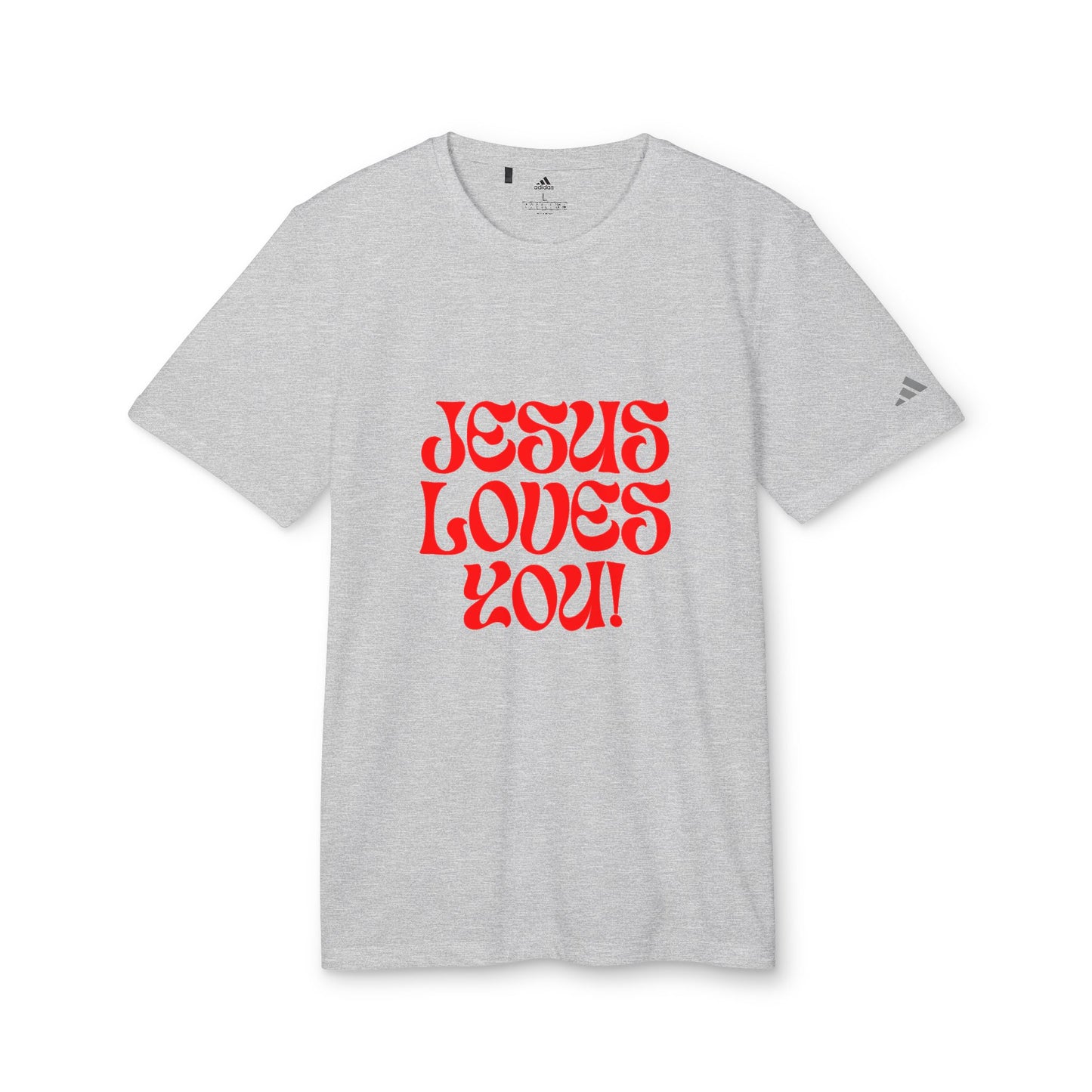 adidas® Unisex Sport T-shirt Jesus loves you.