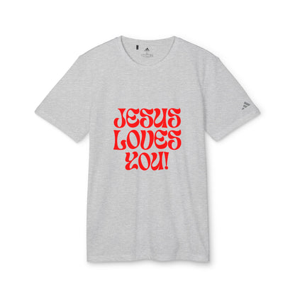 adidas® Unisex Sport T-shirt Jesus loves you.