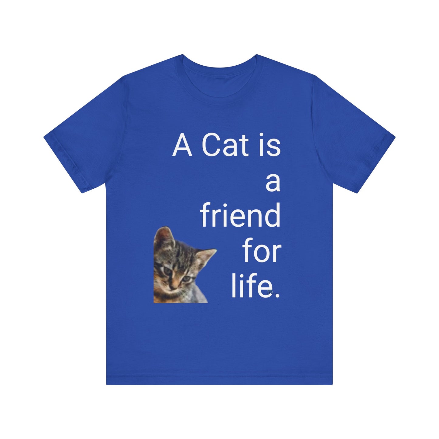 Unisex Jersey Short Sleeve Tee. Cat's are friends for life. with photos of tabby cat