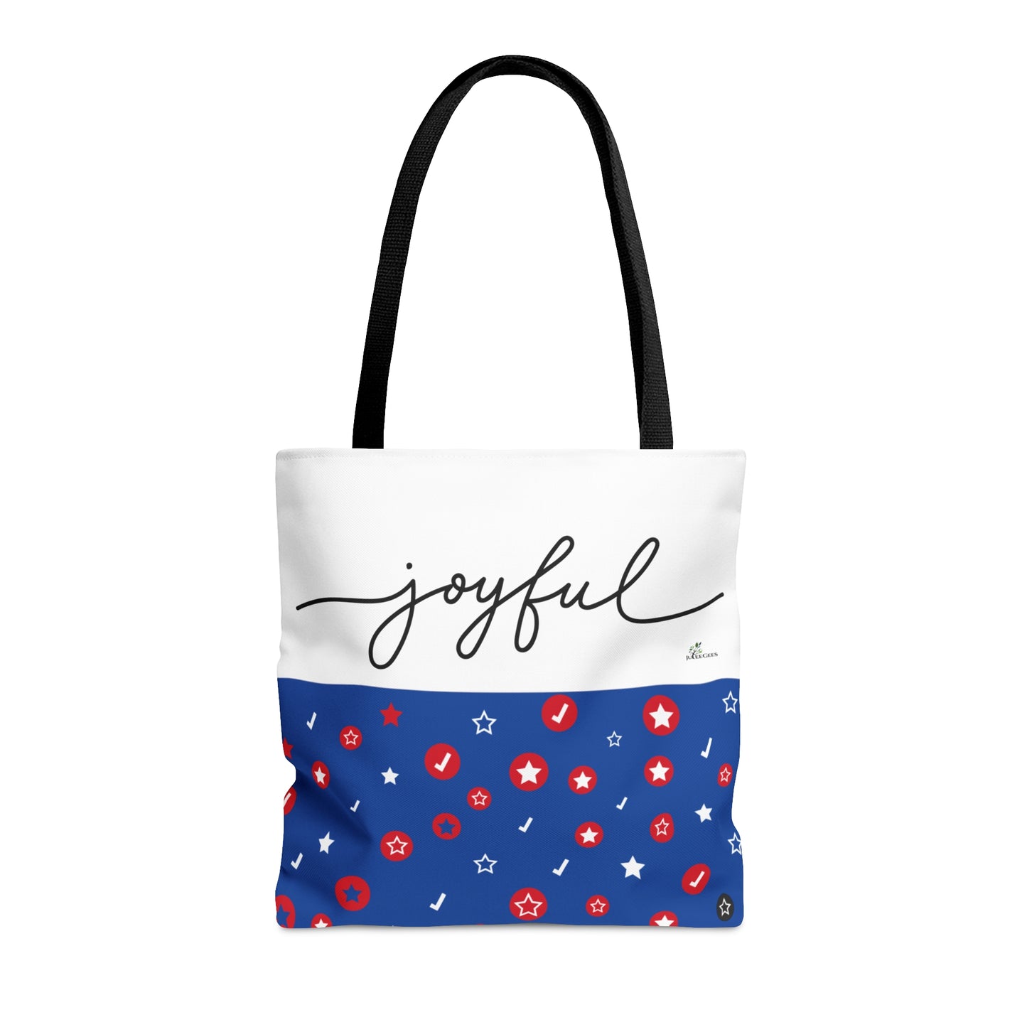 Tote Bag (AOP) Blue print with Joyful