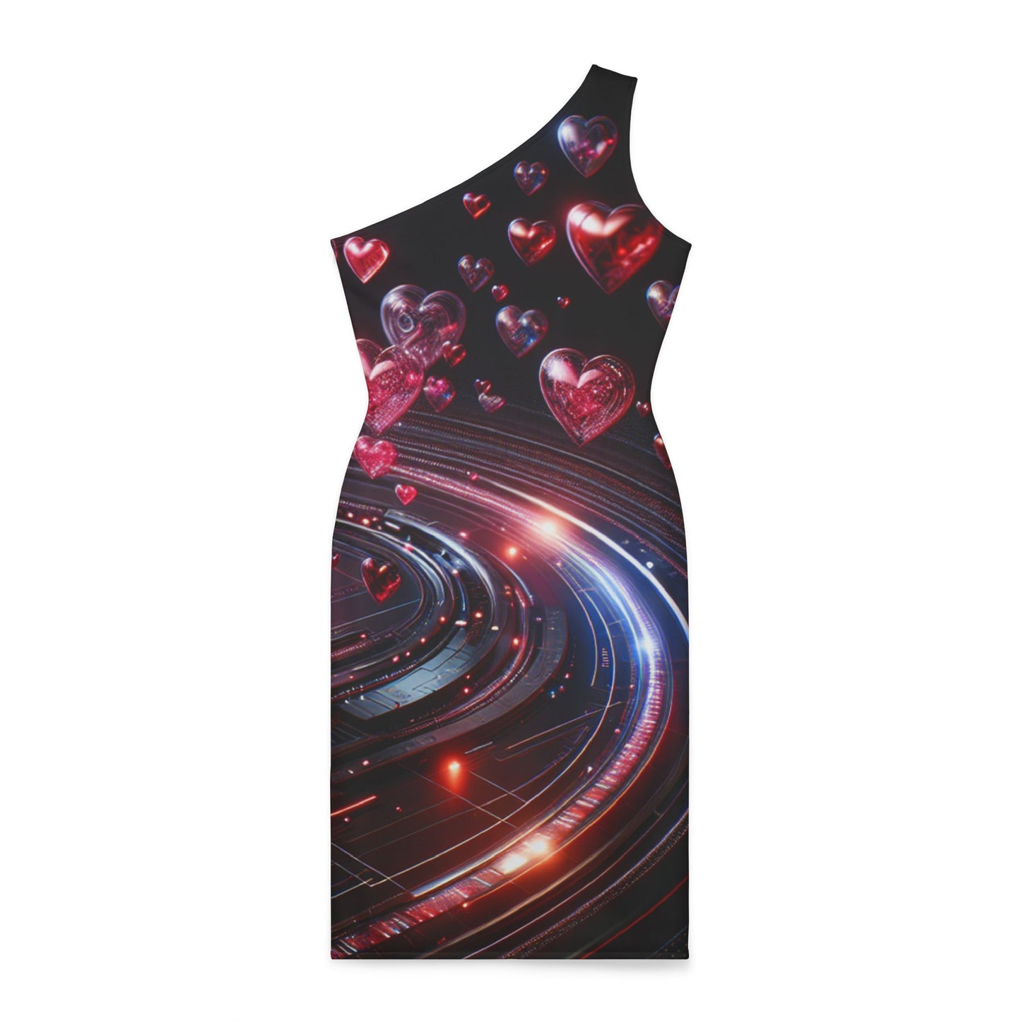 Shoulder Dress (AOP) HEARTS  IN SPACE