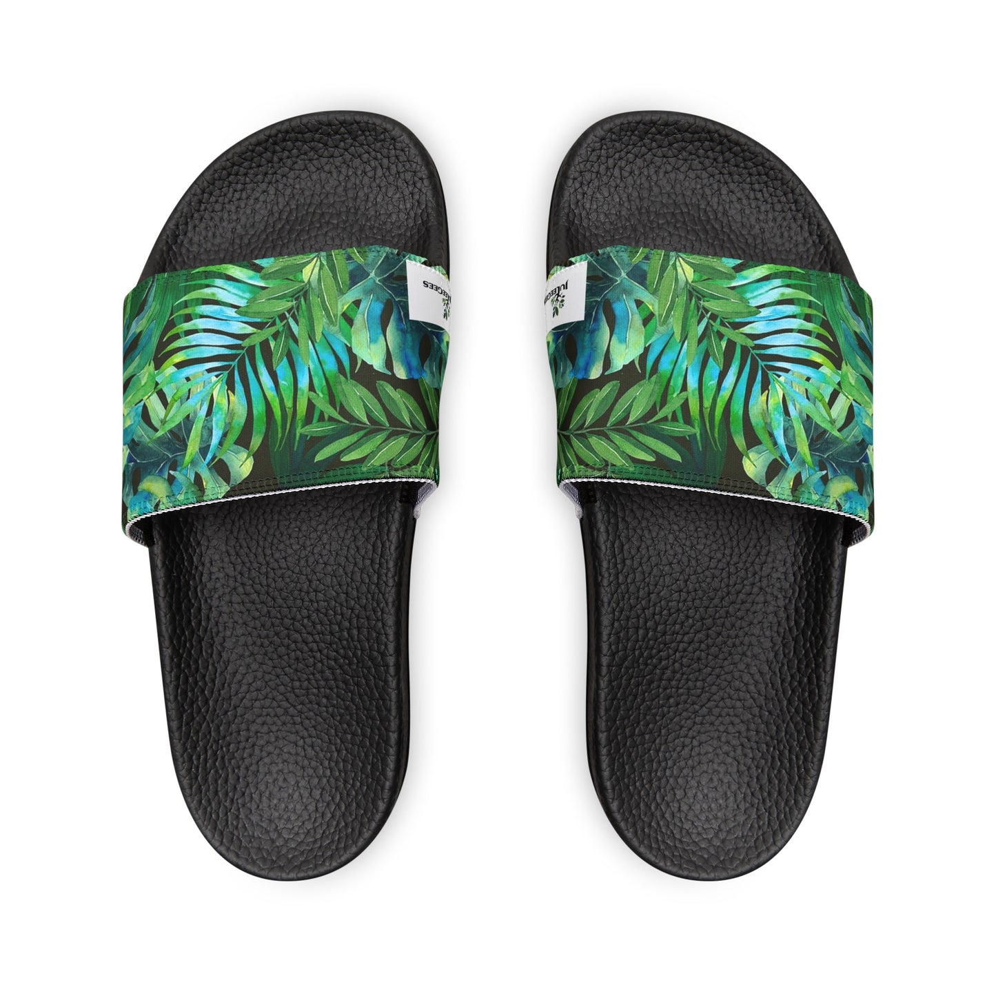 Sandal. tropical leaves Green Women's PU Slide Sandals