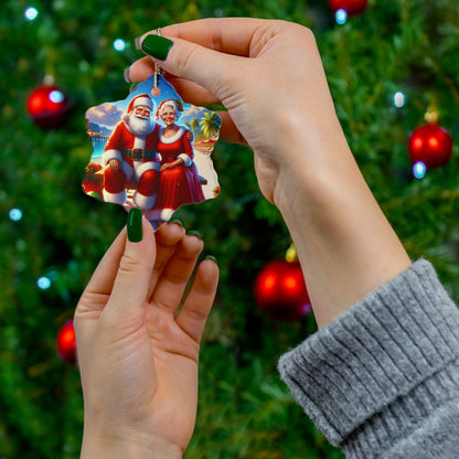 Ceramic Ornament, 3 Shapes ornaments  Santa and his wife in Florida.