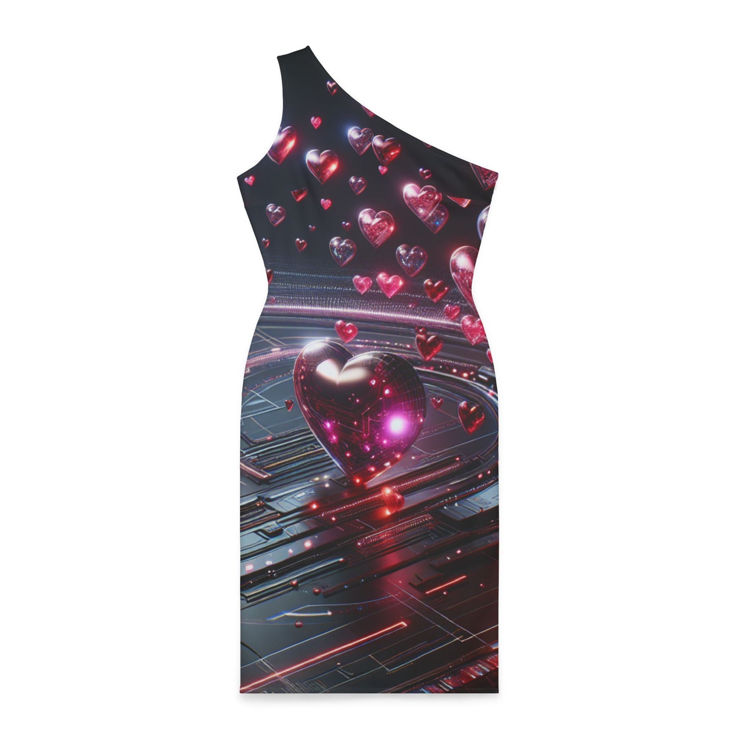 Shoulder Dress (AOP) HEARTS  IN SPACE