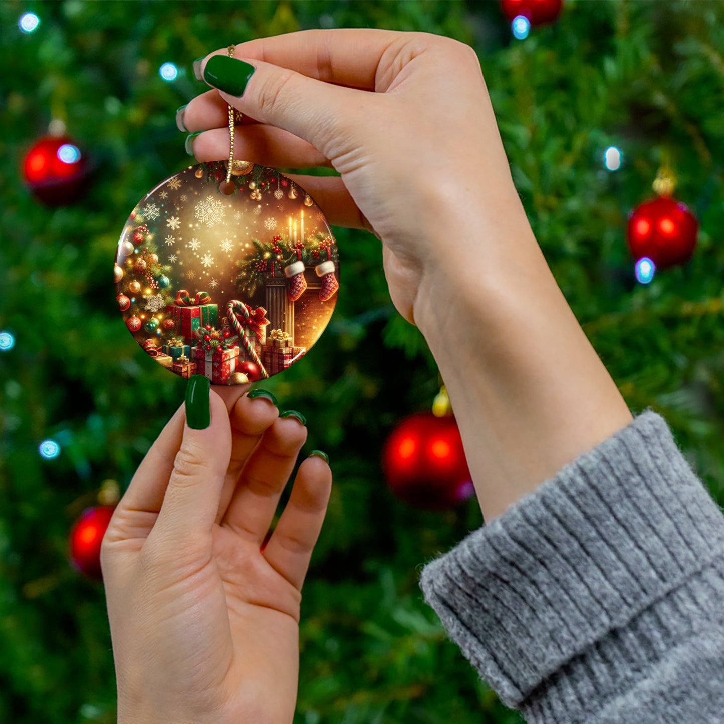 Ceramic Ornament, 3 Shapes Christmas background