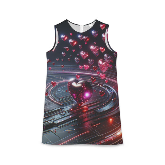 A-line Sleeveless Dress (AOP)   - Hearts in space