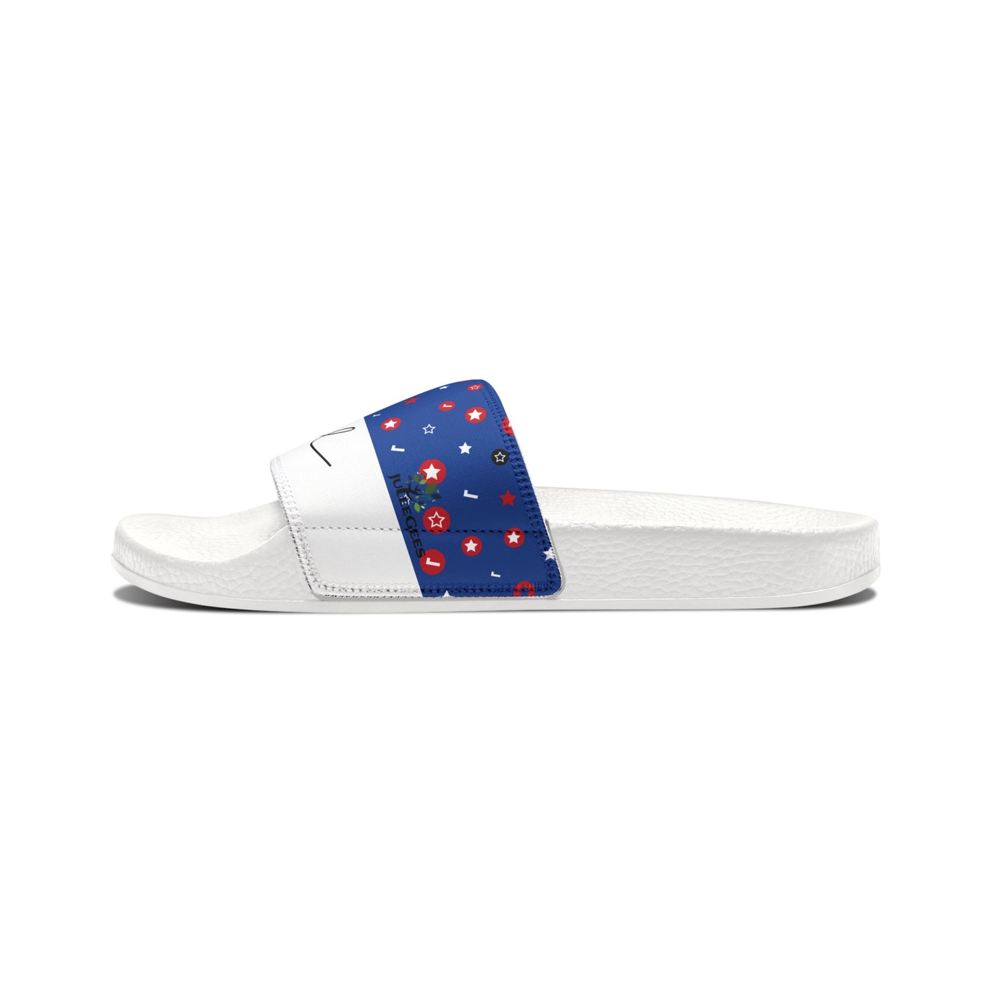 Men's PU Slide Sandals Blue Print with Joyful