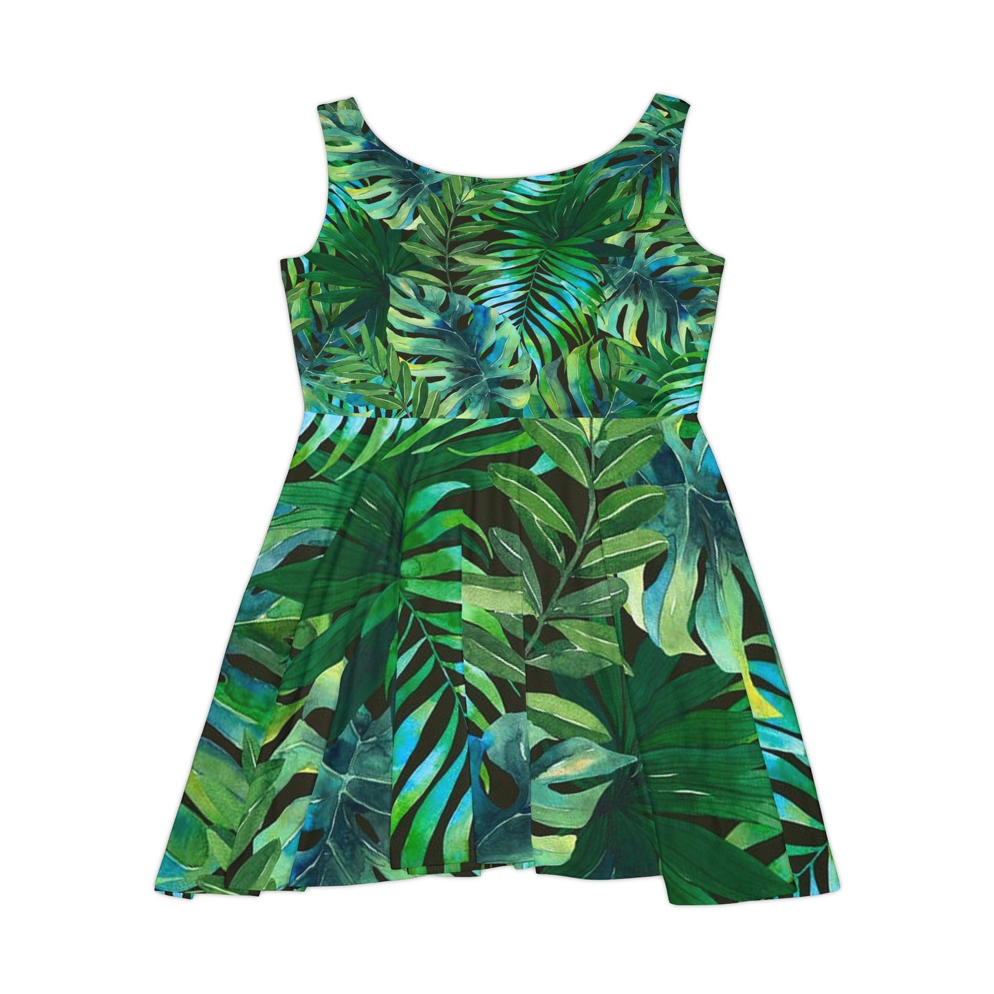 Skater Dress(AOP). Green tropical leaves with branch Women's Skater Dress