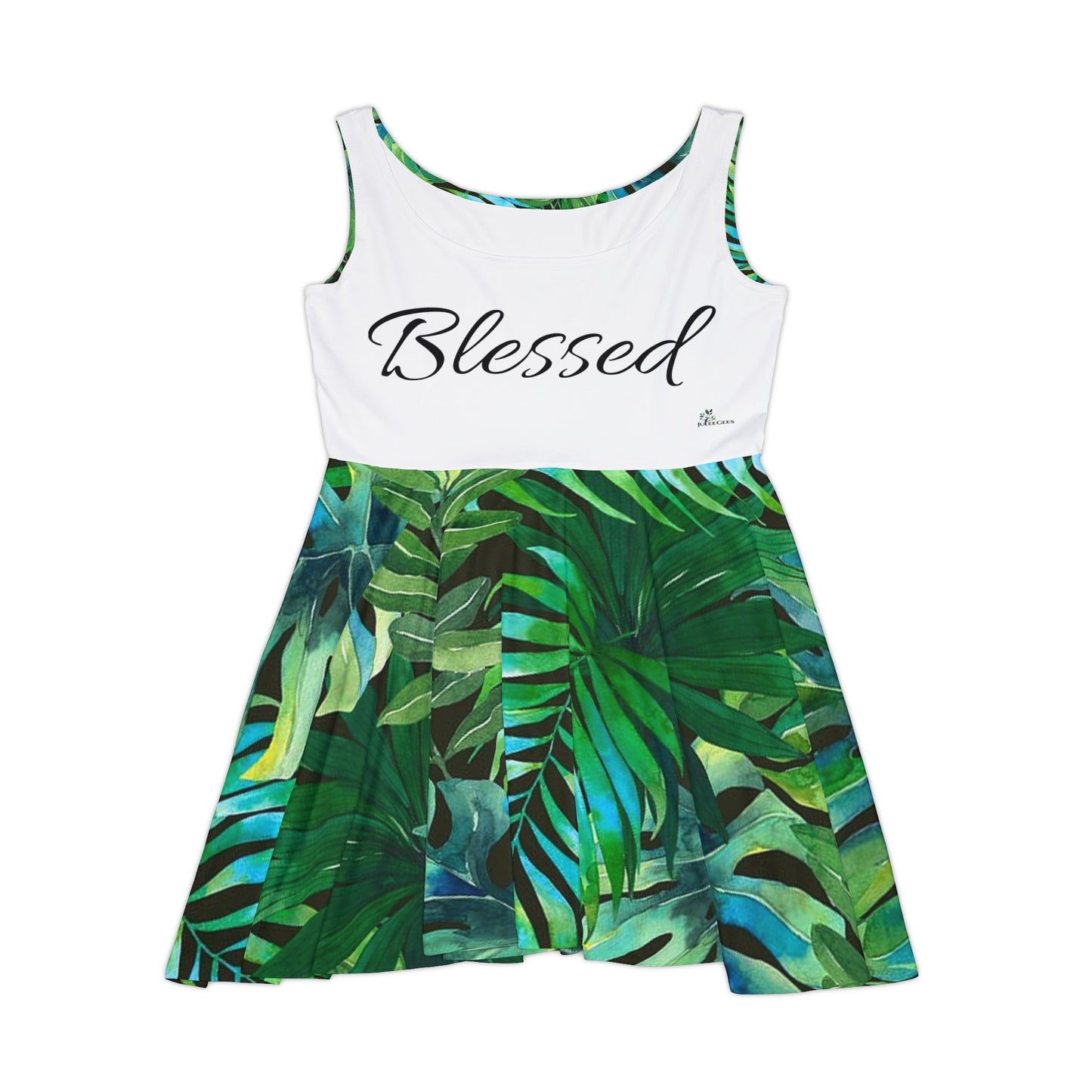 Skater Dress(AOP). Green tropical leaves with branch Women's Skater Dress