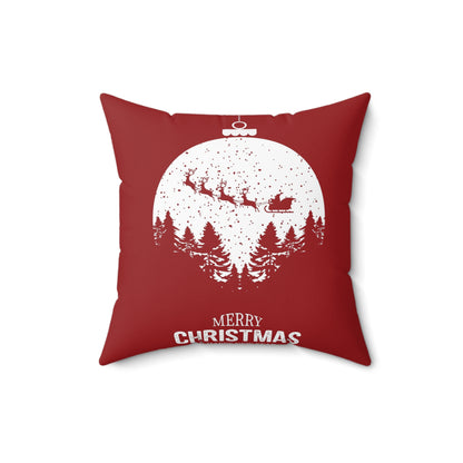 Spun Polyester Square Pillow Christmas Red Santa moon light ride