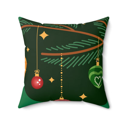 Spun Polyester Square Pillow Christmas green