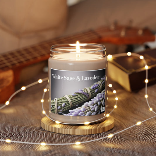 Scented Soy Candle, 9oz White Sage $ Lavender