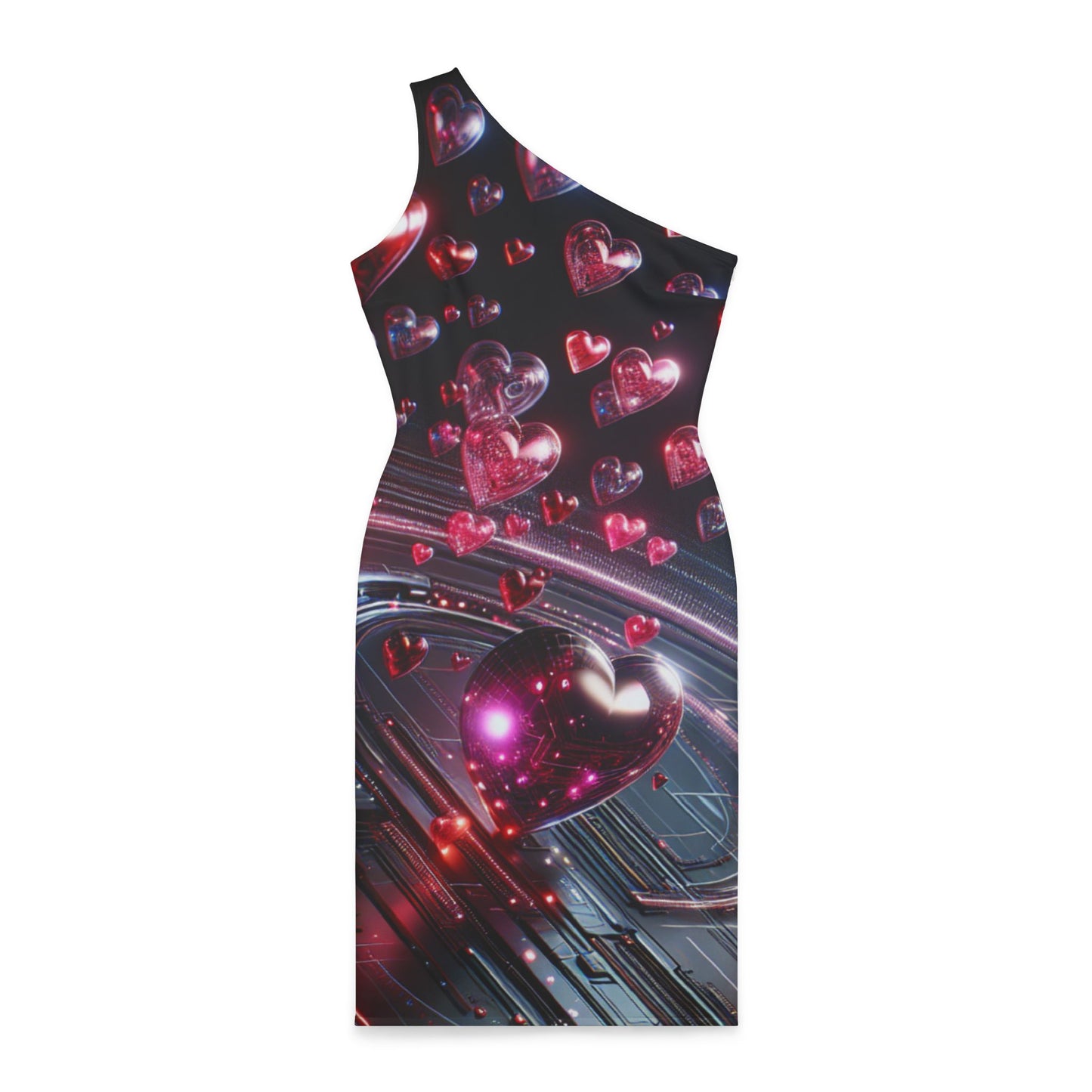 Shoulder Dress (AOP) HEARTS  IN SPACE .2