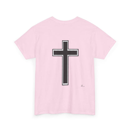 Unisex Heavy Cotton Tee.  Jesus loves everyone  Red letters