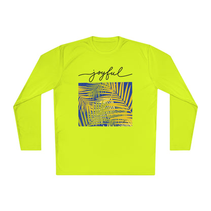 Unisex Lightweight Long Sleeve Tee. Palm leaves print/ joyful.