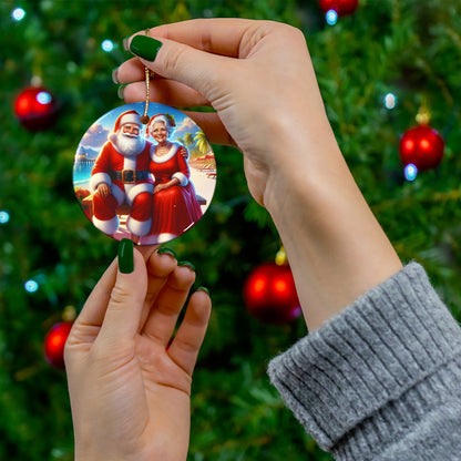 Ceramic Ornament, 3 Shapes ornaments  Santa and his wife in Florida.