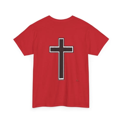 Unisex Heavy Cotton Tee.  Jesus loves everyone  Red letters