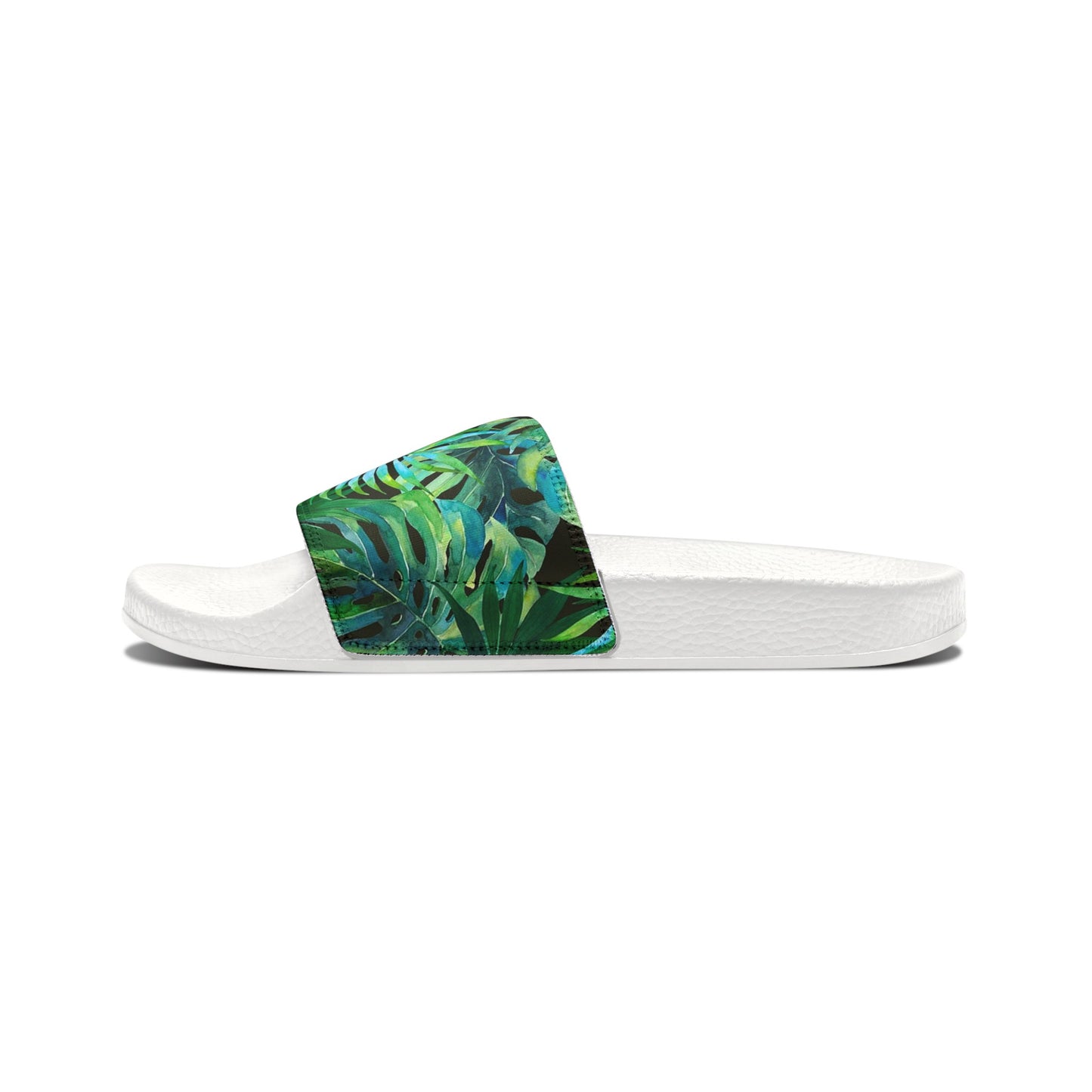 Sandal. tropical leaves Green Women's PU Slide Sandals