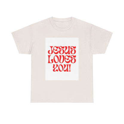 Unisex Heavy Cotton Tee. the one way to peace is through the power of the cross with words in  Black letters