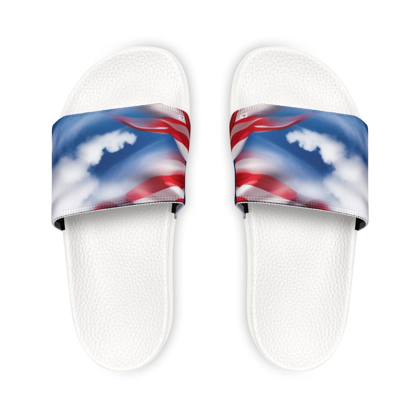 Men's PU Slide Sandal with American Flag in clouds form