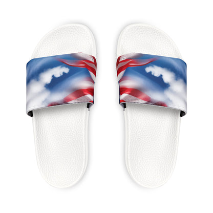 Men's PU Slide Sandal with American Flag in clouds form