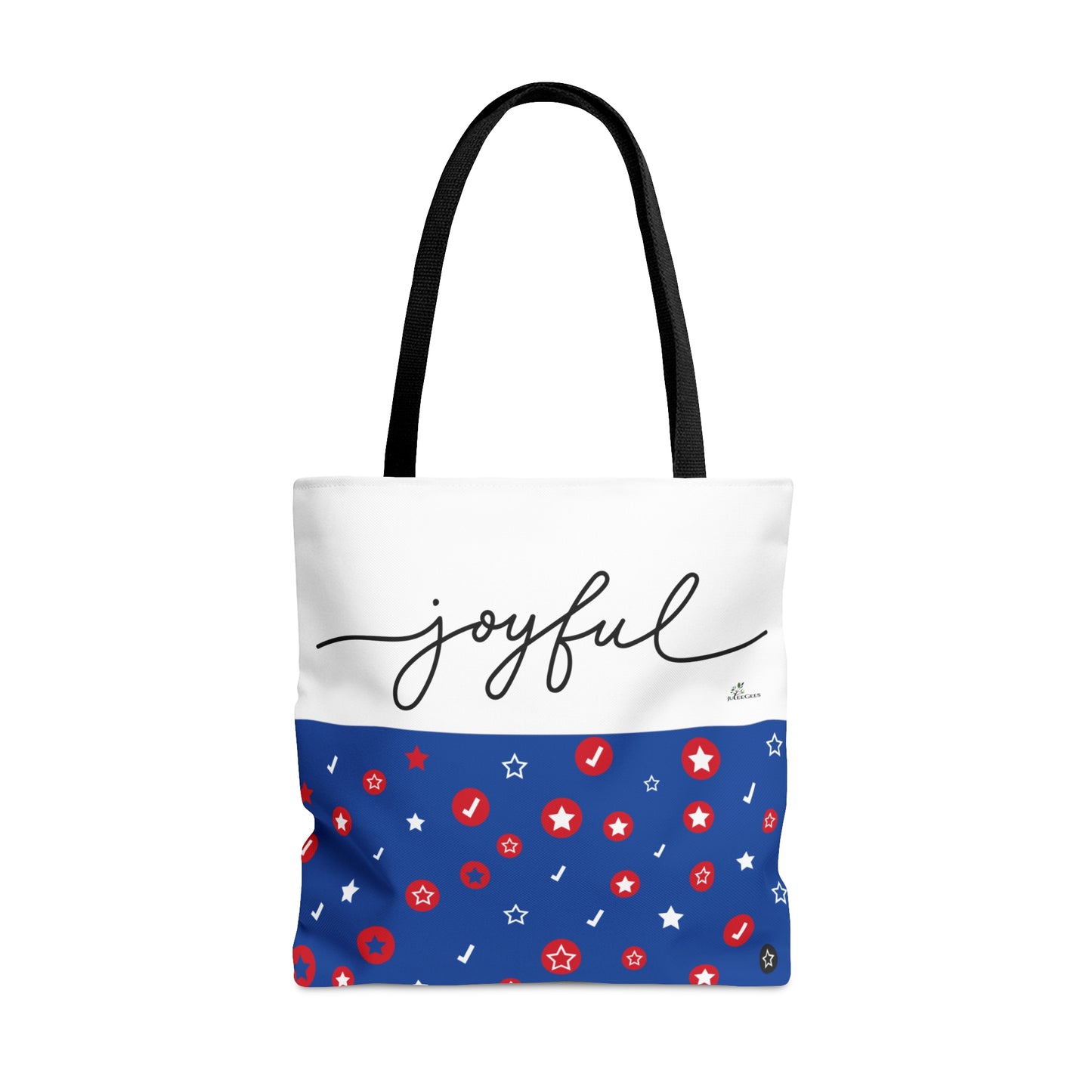 Tote Bag (AOP) Blue print with Joyful