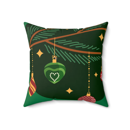 Spun Polyester Square Pillow Christmas green 2