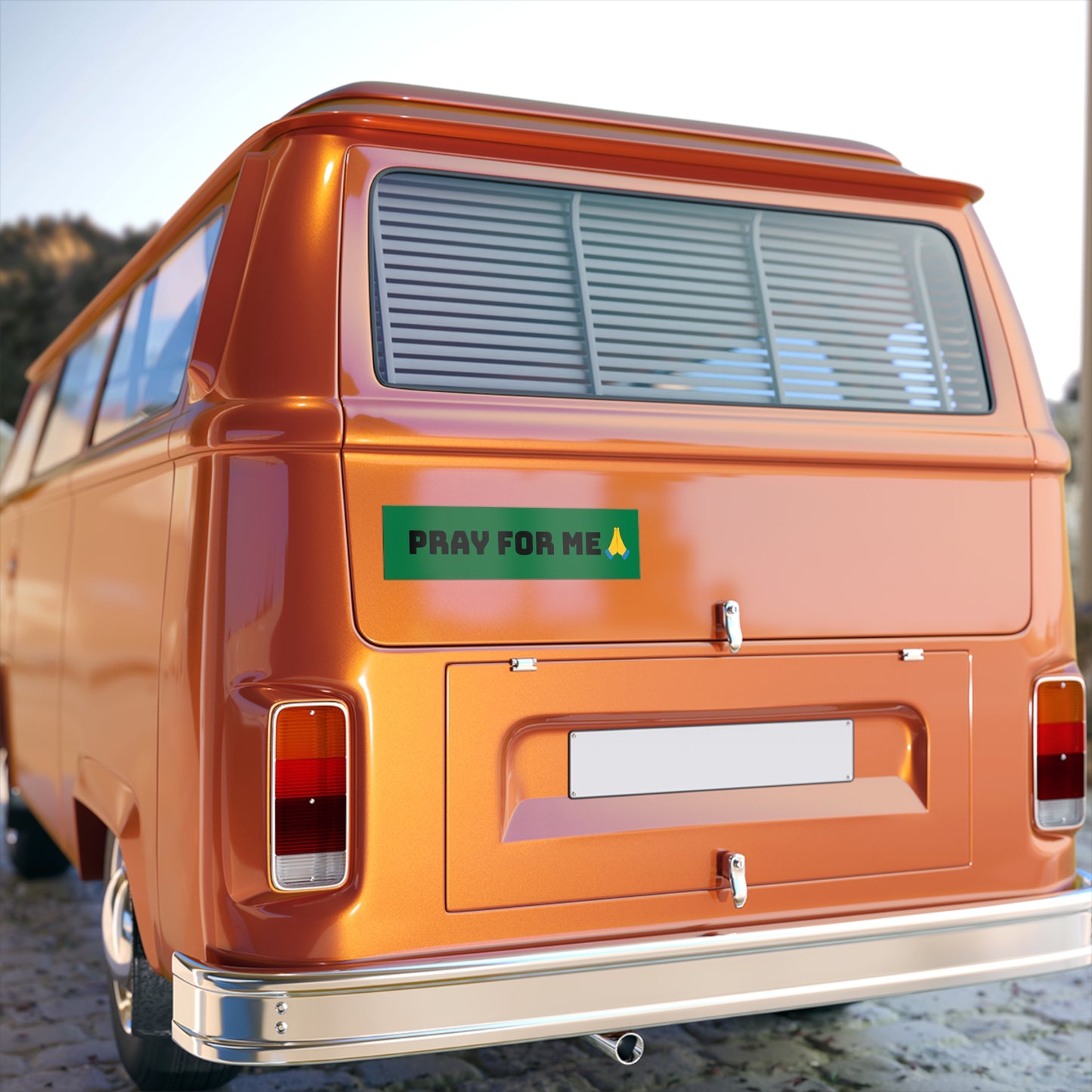 Bumper Stickers with Pray for me green background
