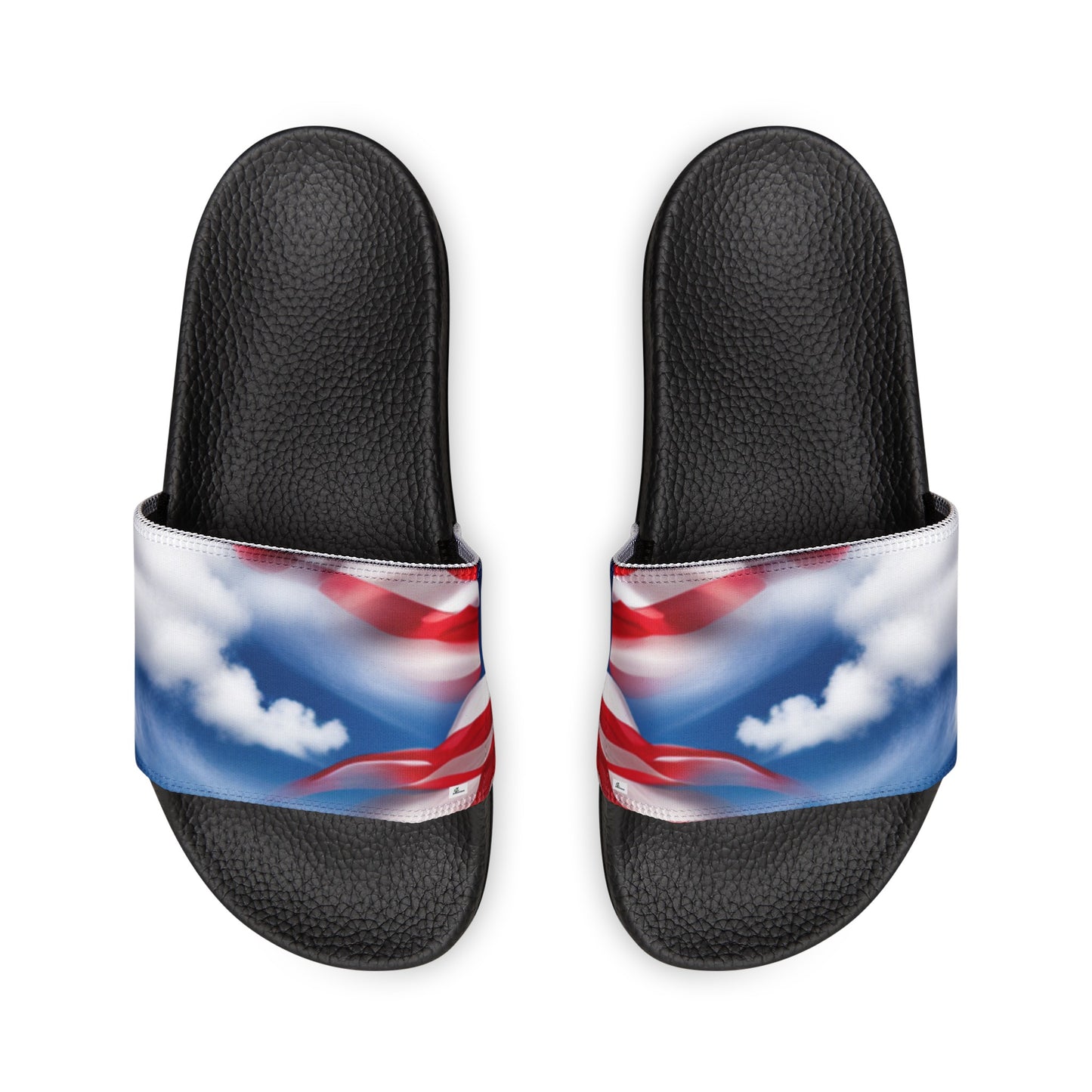 Men's PU Slide Sandal with American Flag in clouds form