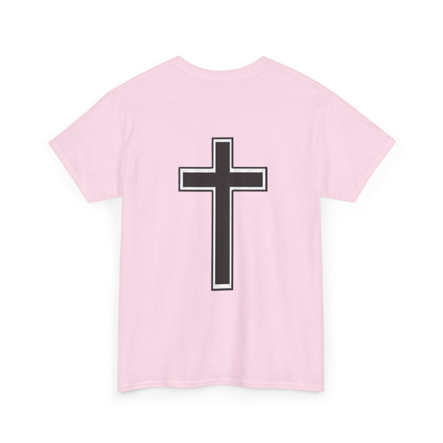 Unisex Heavy Cotton Tee. the one way to peace is through the power of the cross with words in  Black letters