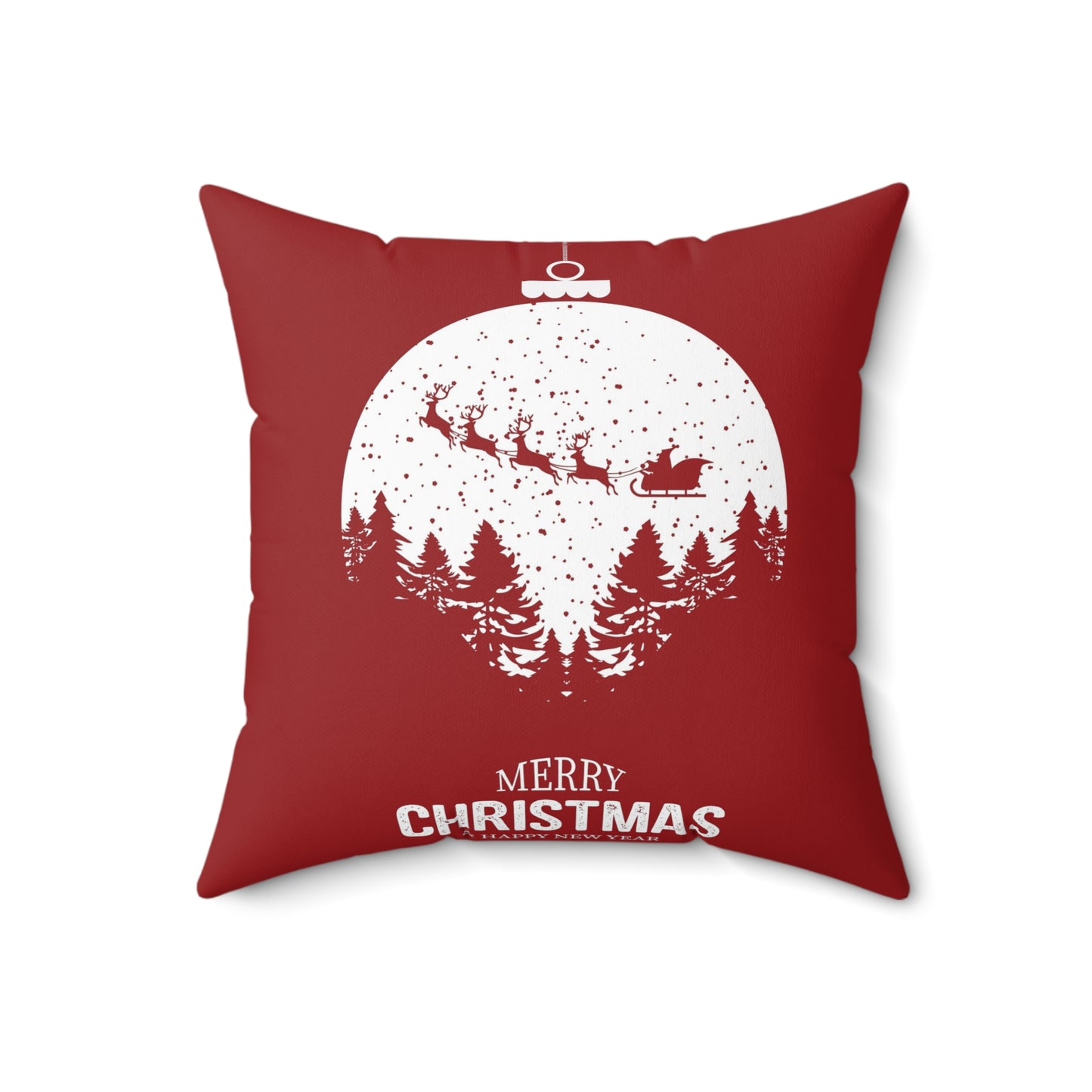 Spun Polyester Square Pillow Christmas Red Santa moon light ride