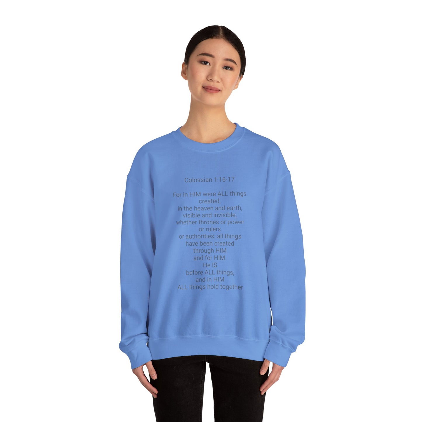 Unisex Heavy Blend™ Crewneck Sweatshirt Colossian 1:16-17/ Jesus is Lord.