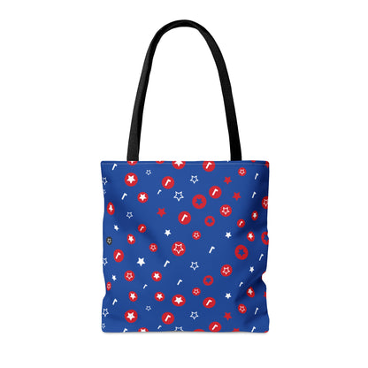 Tote Bag (AOP) Blue print with Joyful