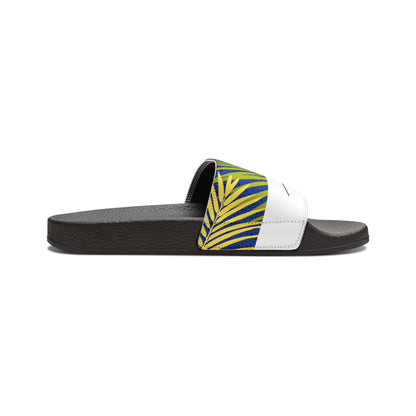 Men's PU Slide Sandals Palm leaves print/Joyful