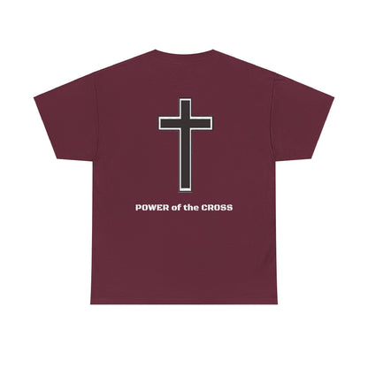 Unisex Heavy Cotton Tee. The one way to peace IS through the power of the cross.. White letters.