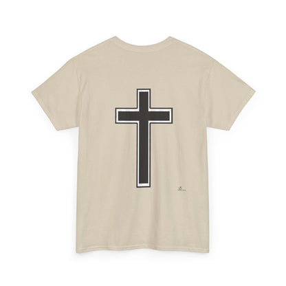 Unisex Heavy Cotton Tee.  Jesus loves everyone  Red letters