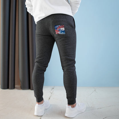 Unisex Fleece Joggers with American Flag and words Home of the Brave.