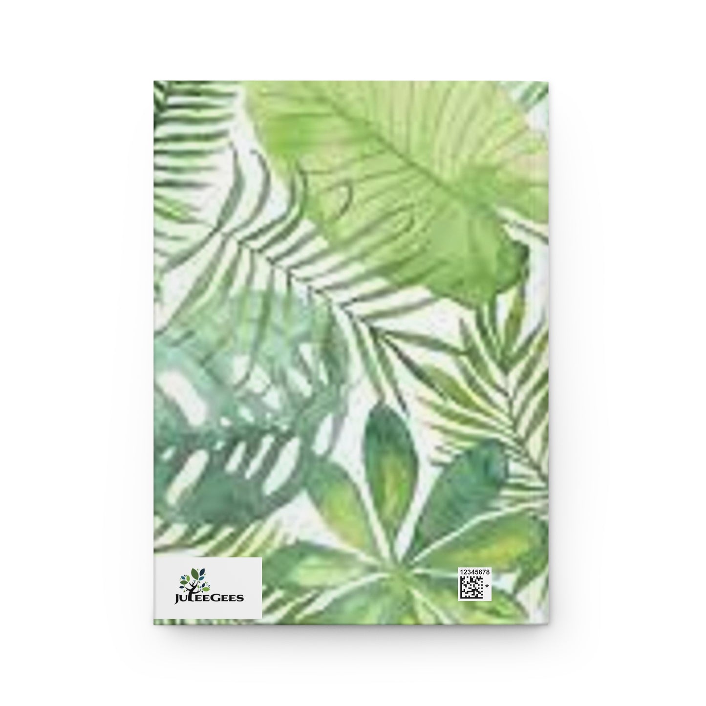 Hardcover Journal Matte  Green tropical leaves with Habakkuk 2:2