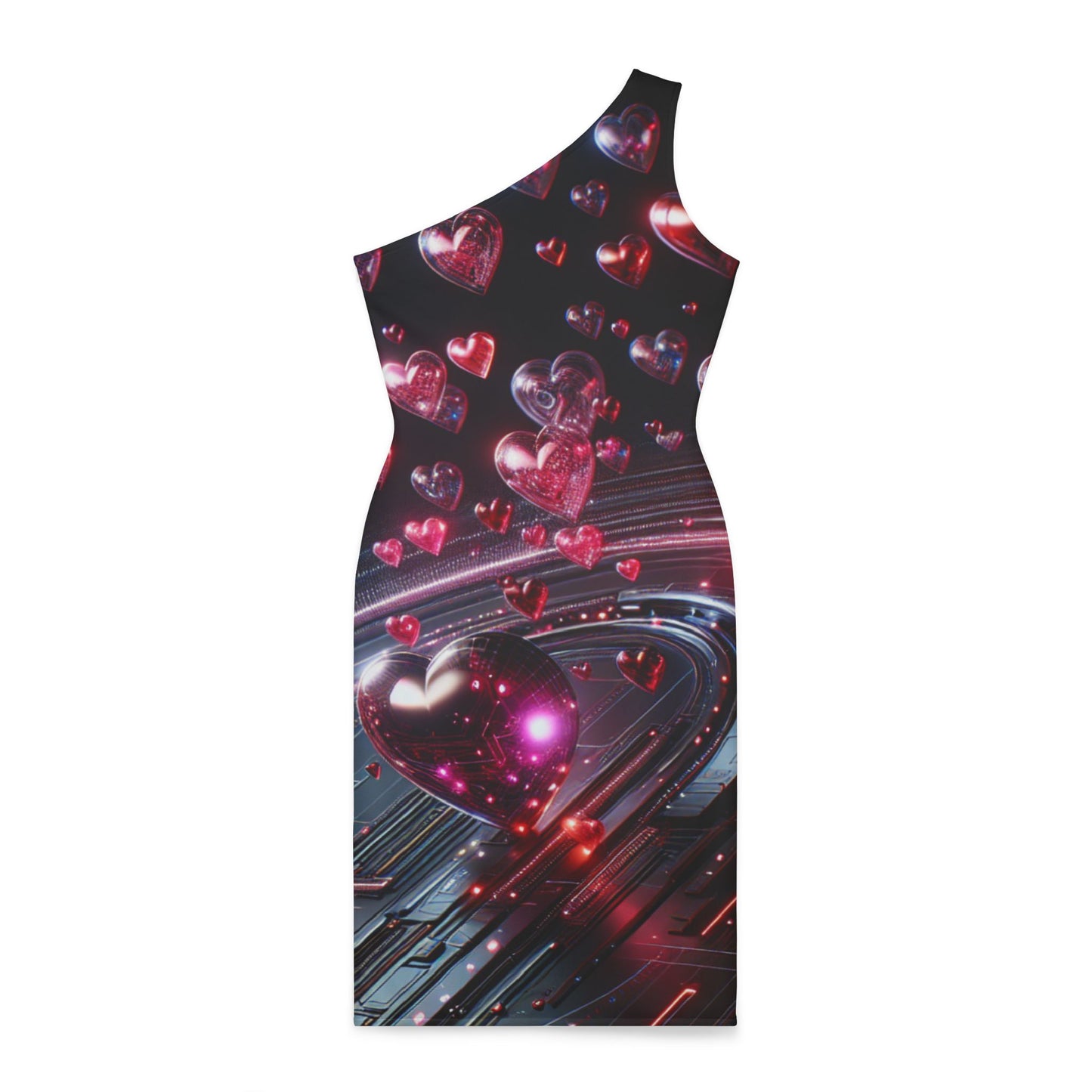 Shoulder Dress (AOP) HEARTS  IN SPACE .1