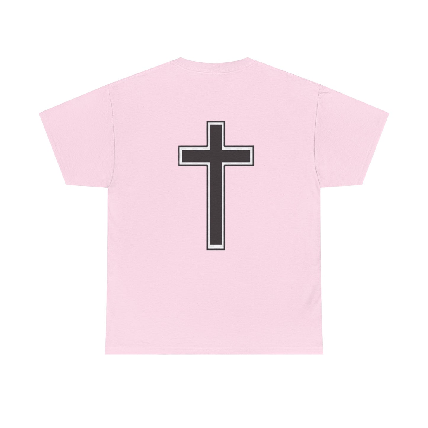 Unisex Heavy Cotton Tee. the one way to peace is through the power of the cross with words in  Black letters