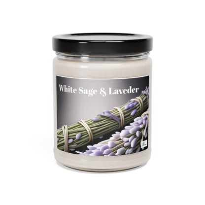 Scented Soy Candle, 9oz White Sage $ Lavender