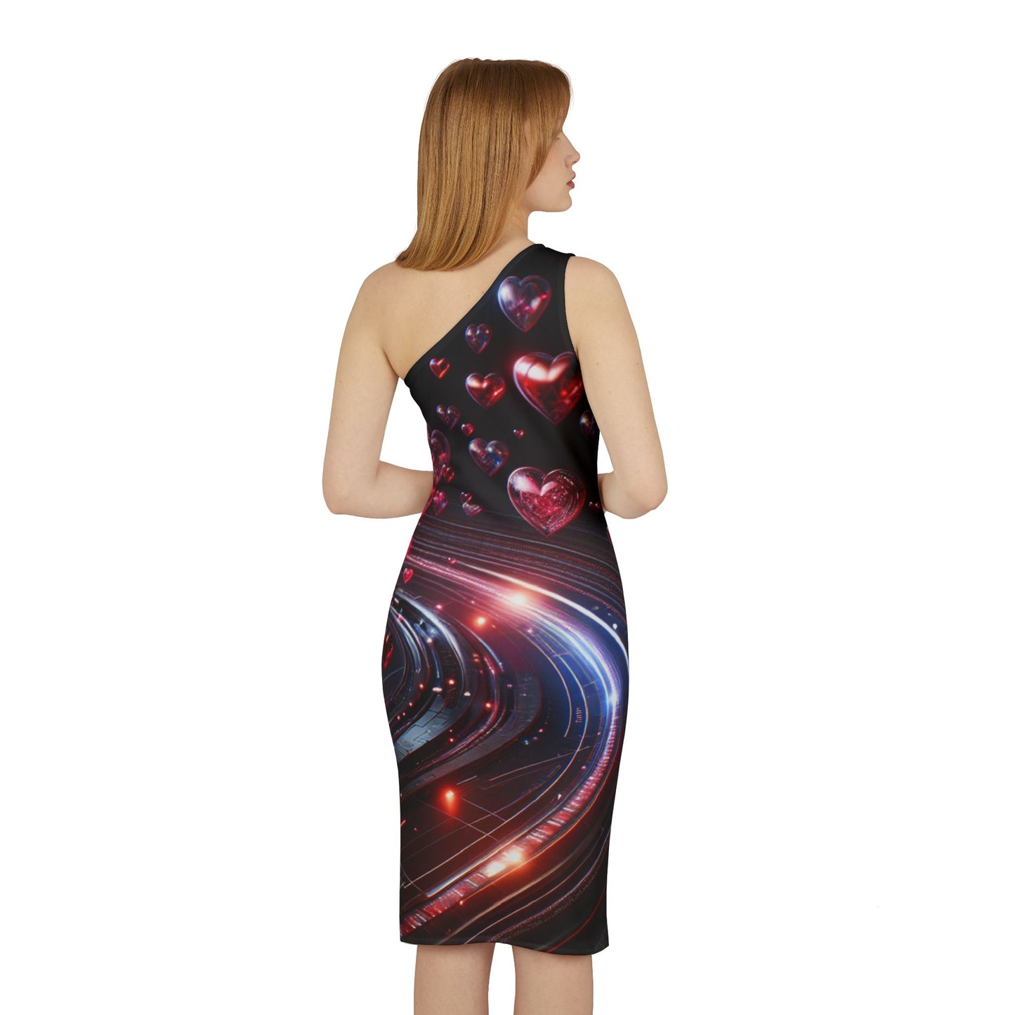 Shoulder Dress (AOP) HEARTS  IN SPACE