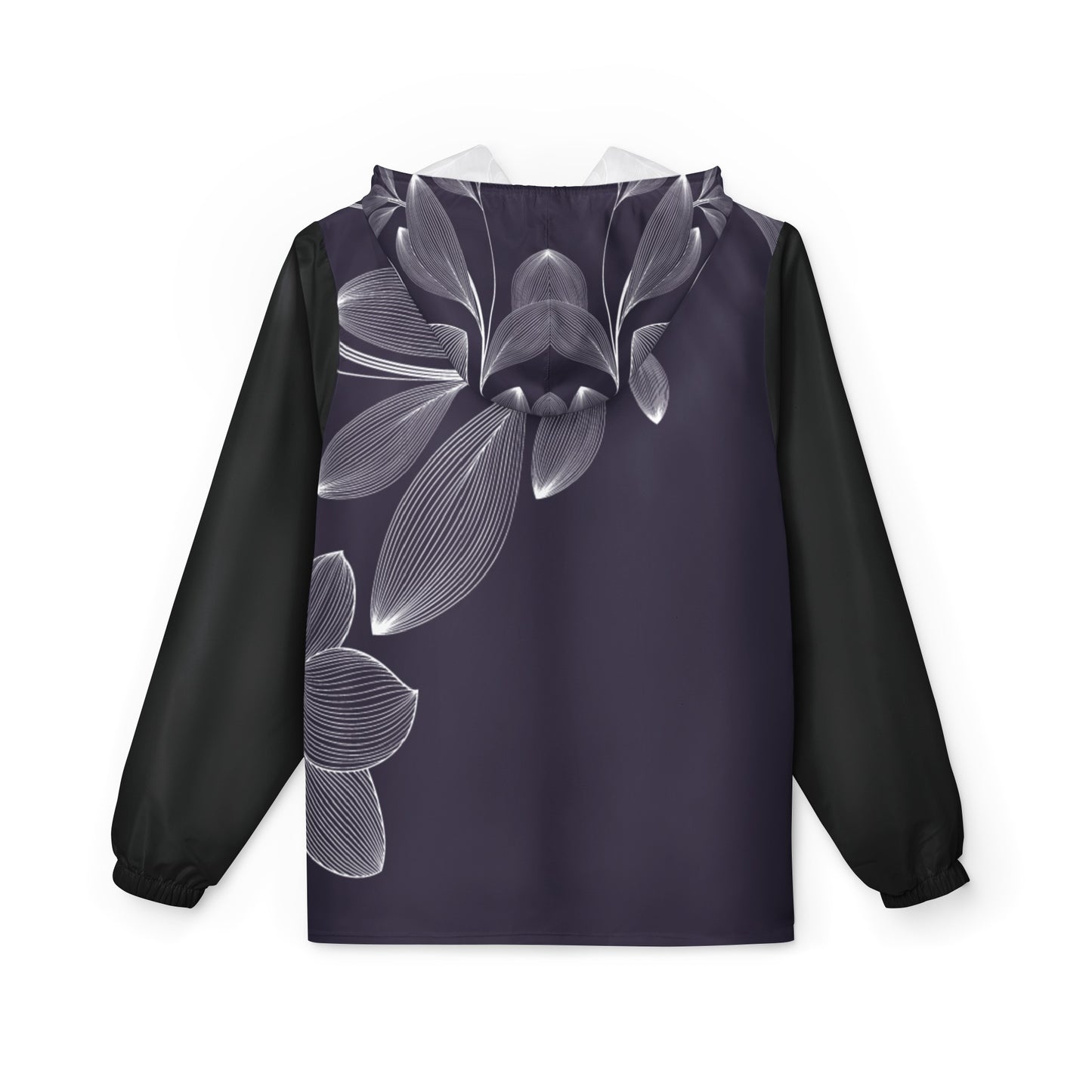 Windbreaker Jacket (AOP) black and white flower ,