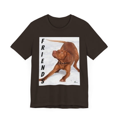 Unisex Jersey Short Sleeve Tee Dogs are friends for life. with photos of dogs