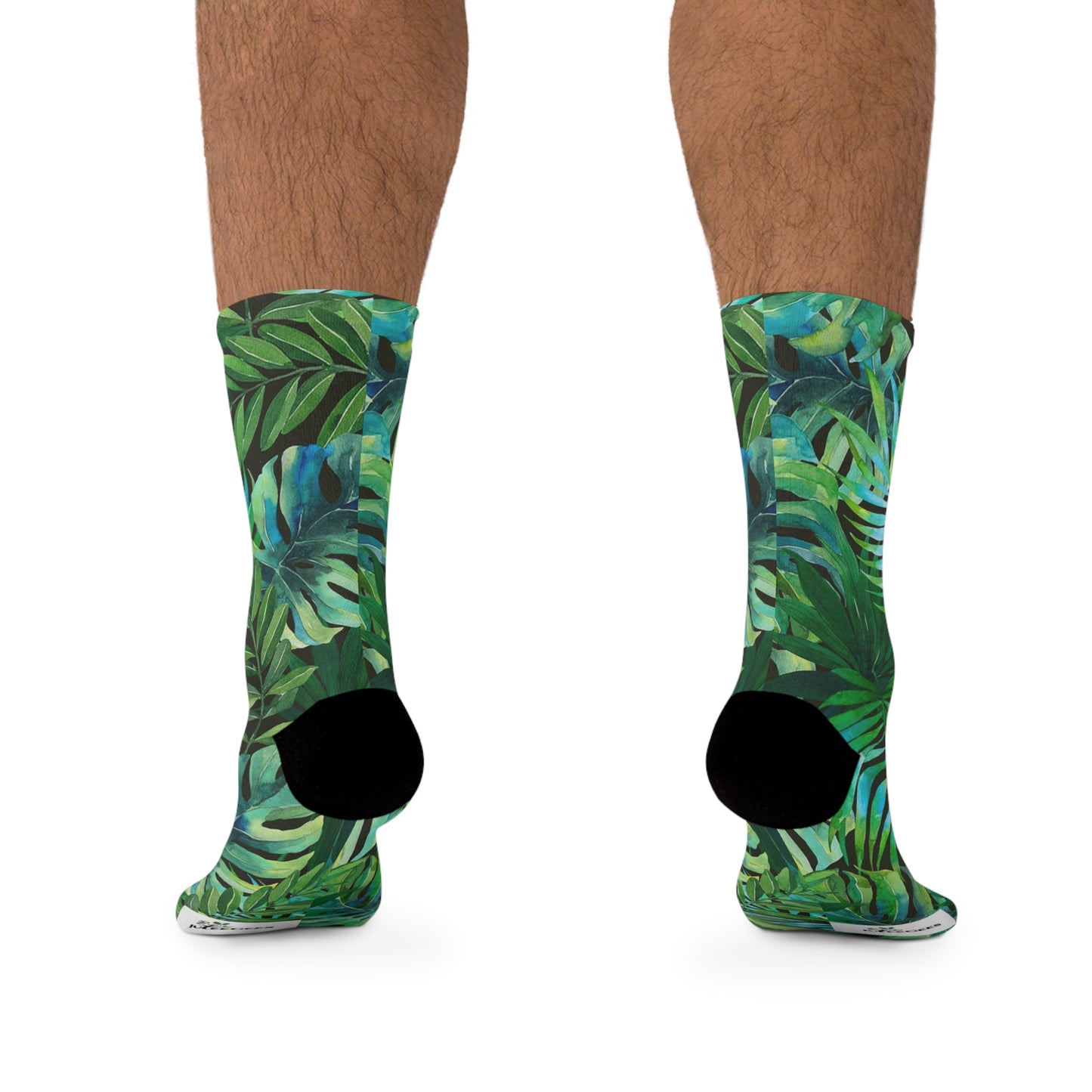 Sock. Tropical green leaves. Recycled Poly Socks