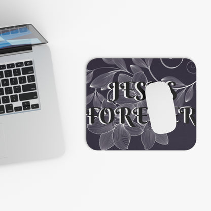 Mouse Pad (Rectangle) JESUS FOREVER BLACK AND WHITE LEAVES