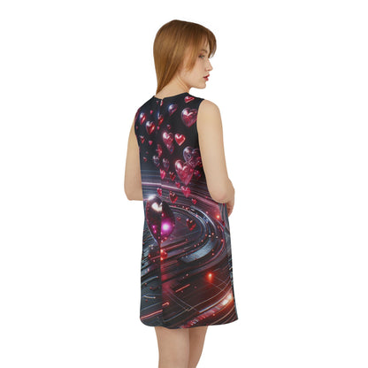 A-line Sleeveless Dress (AOP)   - Hearts in space