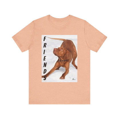 Unisex Jersey Short Sleeve Tee Dogs are friends for life. with photos of dogs