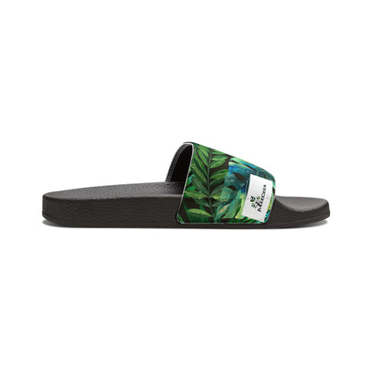 Sandal. tropical leaves Green Women's PU Slide Sandals